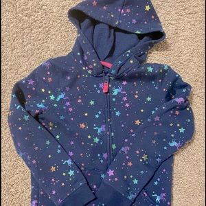 Jumping Bean Navy blue fleece unicorn print zip up hoodie